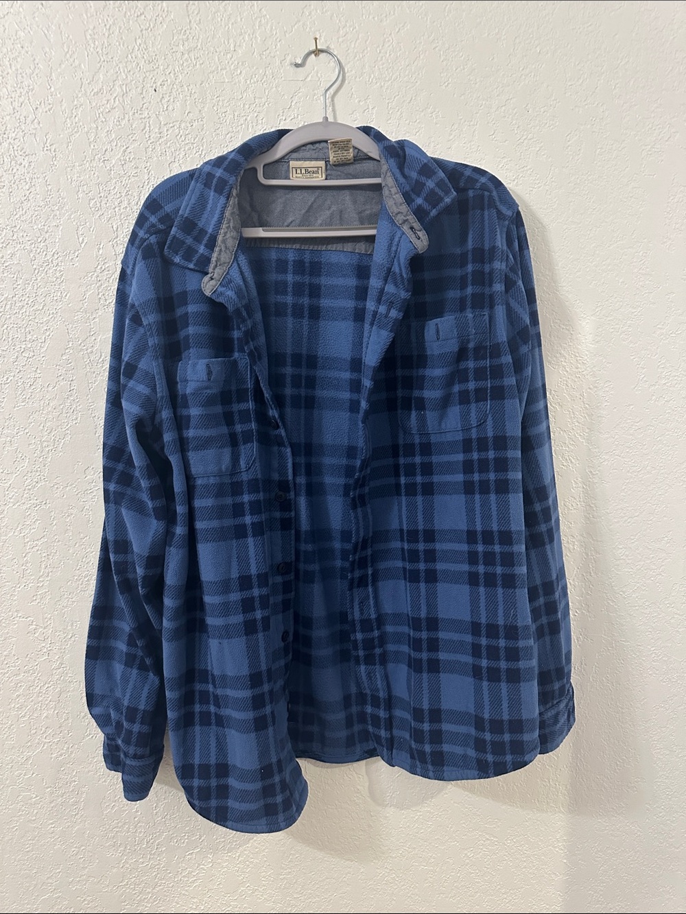 L.L. Bean Blue Plaid Fleece Shirt Jacket
